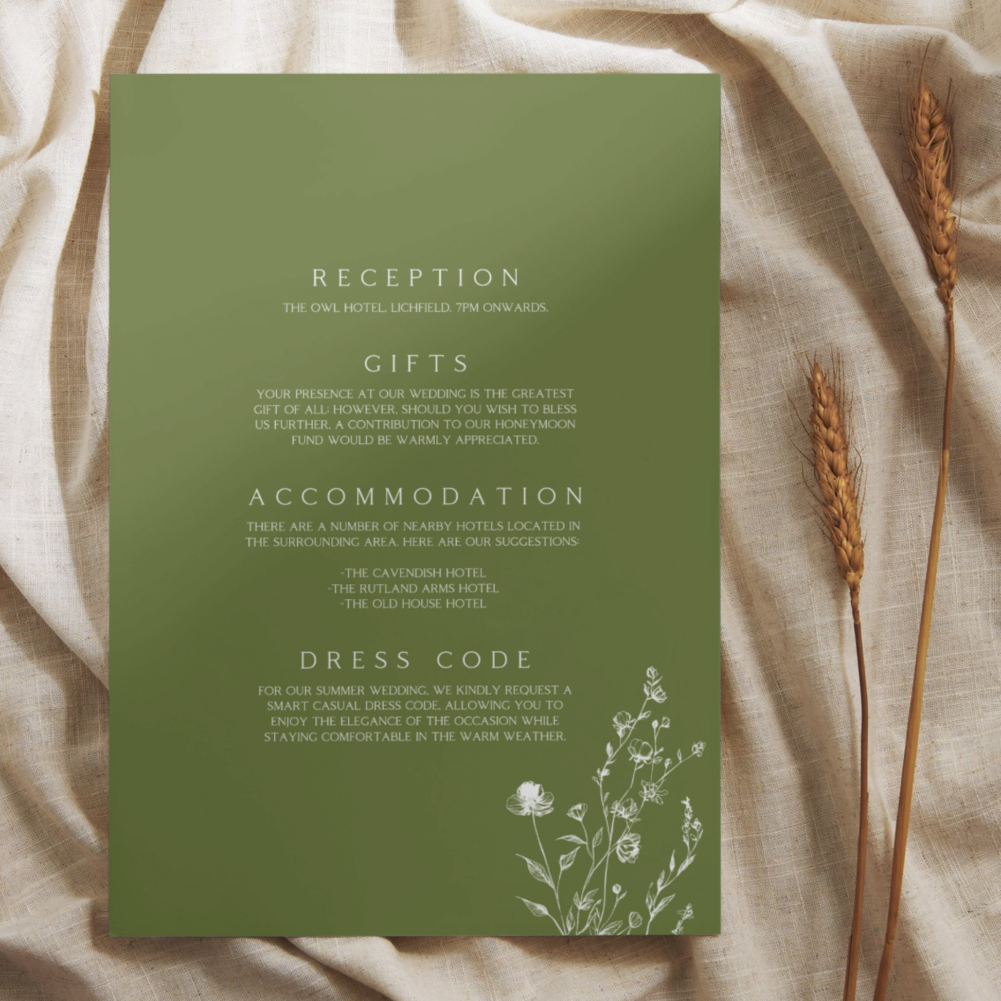 Illustrated Floral Arch Invite & RSVP (Green)